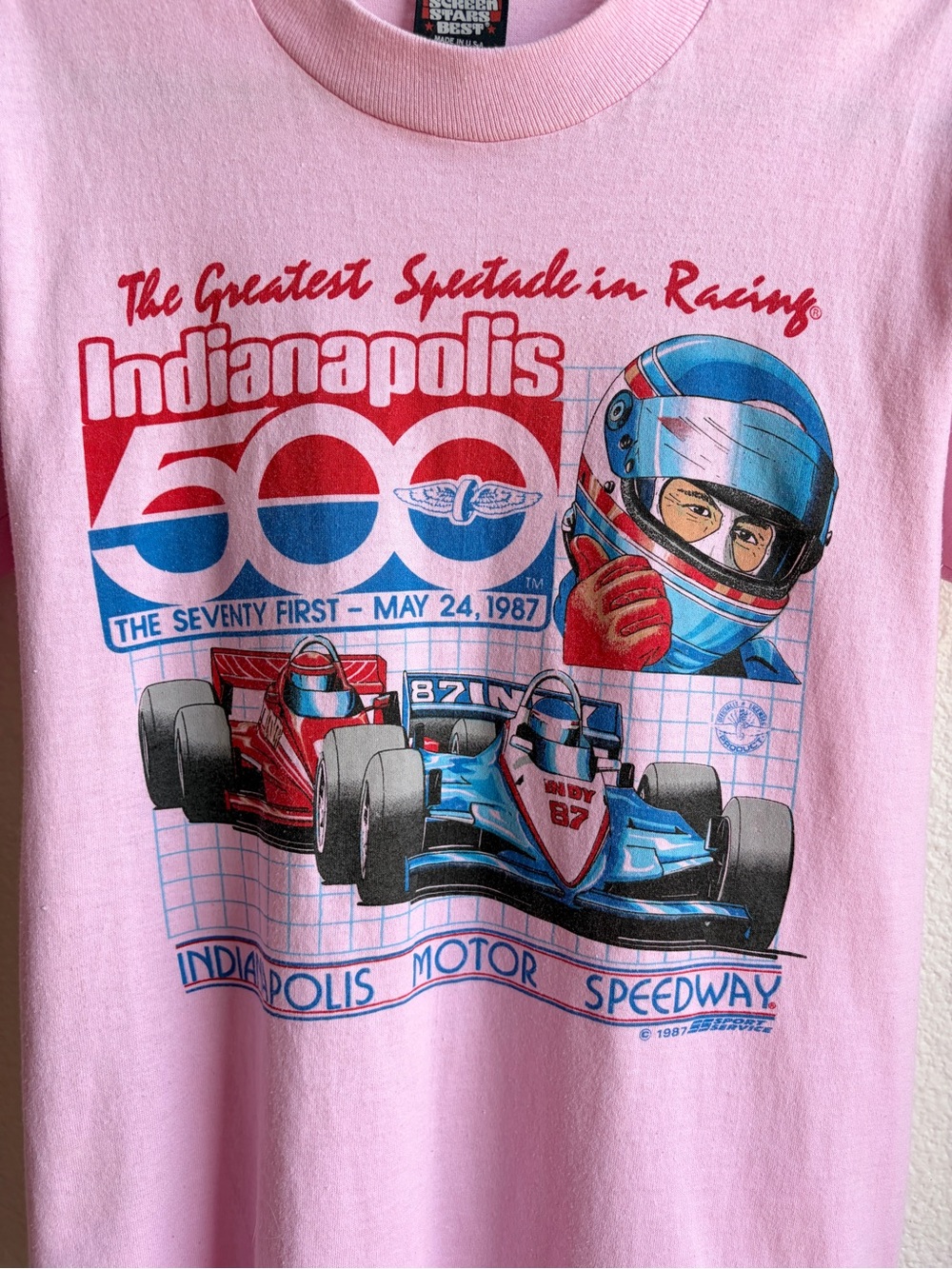 Vintage Indy 500 Pink Single Stitch Tee Small - Picture 2 of 6